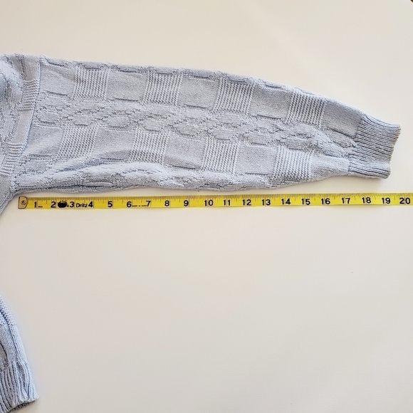 BA02 * Jane Adams Cable Knit Sweater Baby Blue Size Unknown Vintage Made in USA - Picture 7 of 7
